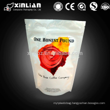 stand up coffee bag with one-way degassing valve and zipper